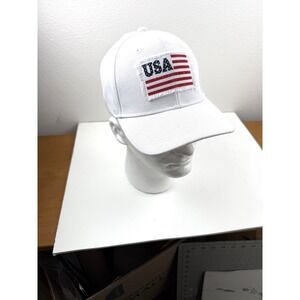 Claire's White USA Flag Patch Baseball Cap Distressed Patriotic Hat Adjustable